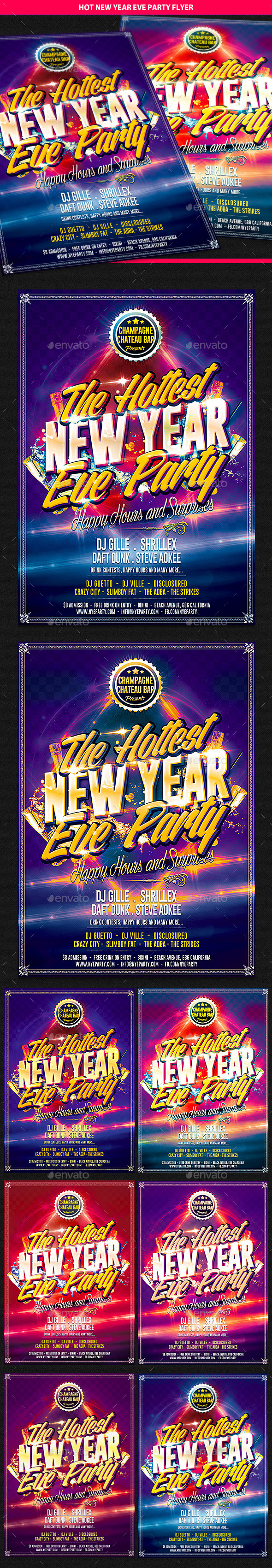 Hot New Year Eve Party Flyer - Clubs & Parties Events