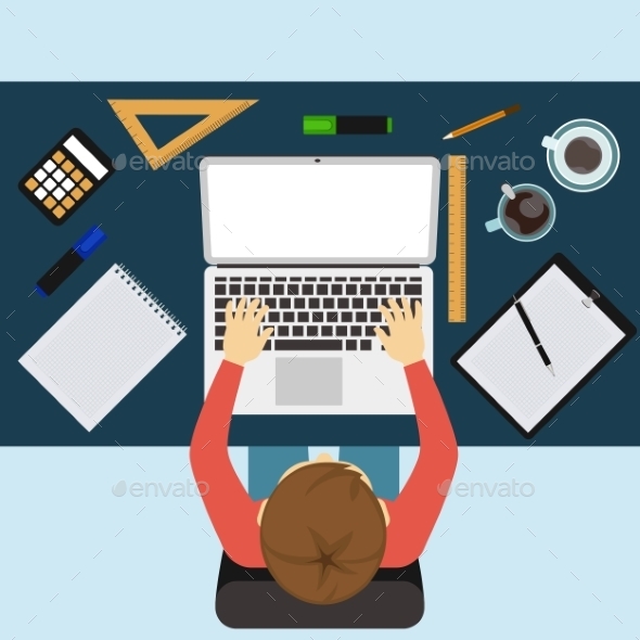 Businessman Working with Laptop and Documents - Concepts Business
