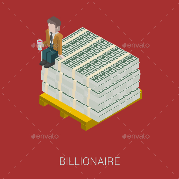 Flat 3D Isometric Billionaire - Concepts Business