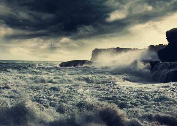 Storm on ocean - Stock Photo - Images