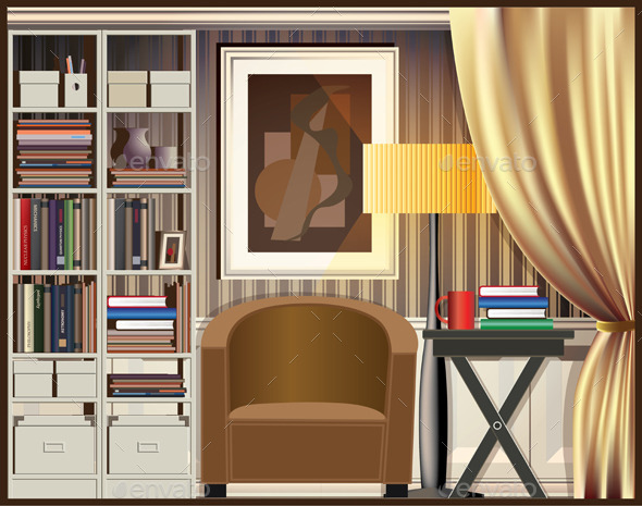 Room with Shelves - Objects Vectors