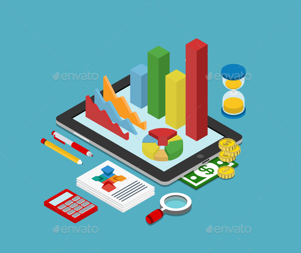 Flat 3D Isometric Business Finance Graphic - Concepts Business