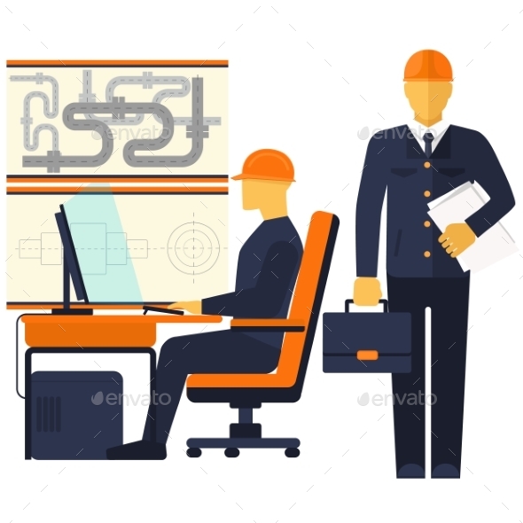 Engineer Sitting on Chair - Industries Business