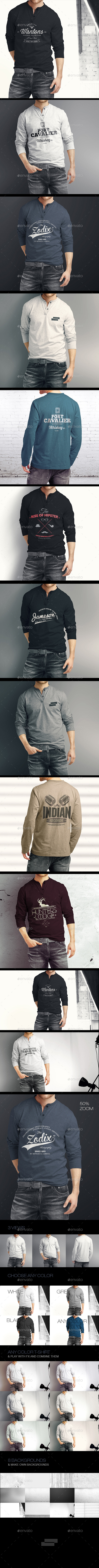 Man Longsleeve Shirt Mock-up - T-shirts Apparel