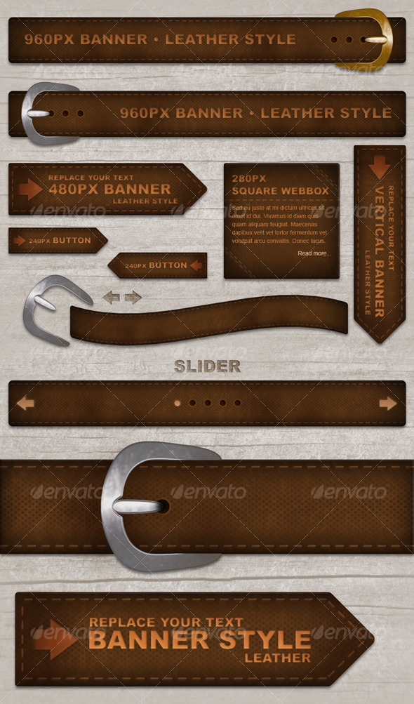 Leather Style Elements - Web Elements