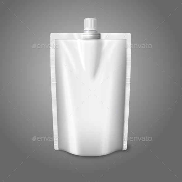 Blank White Realistic Plastic Pouch with Cap - Man-made Objects Objects