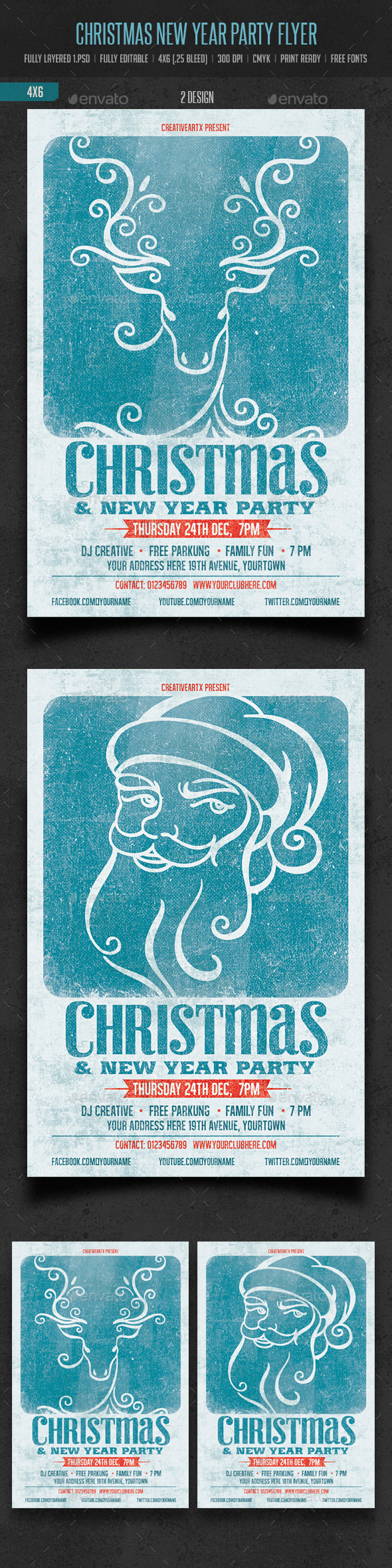Christmas & New Year Party Flyer - Flyers Print Templates