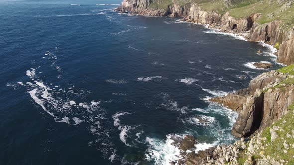 Waves crashing on the rocks of the coast Aerial view