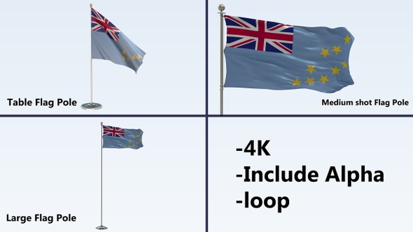 Tuvalu Flag Pole Pack 4k-Loop alt