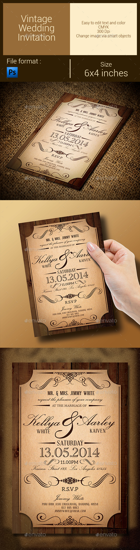 Vintage Wedding Invitation - Weddings Cards & Invites