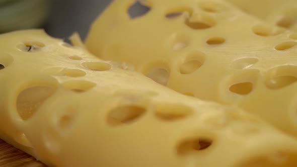 Camera Movement on Maasdam Cheese with Holes