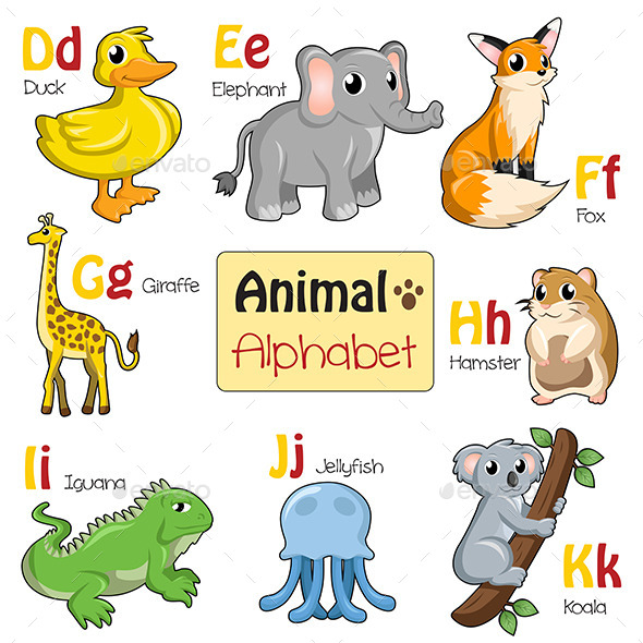 Alphabet Animals from D to K - Animals Characters