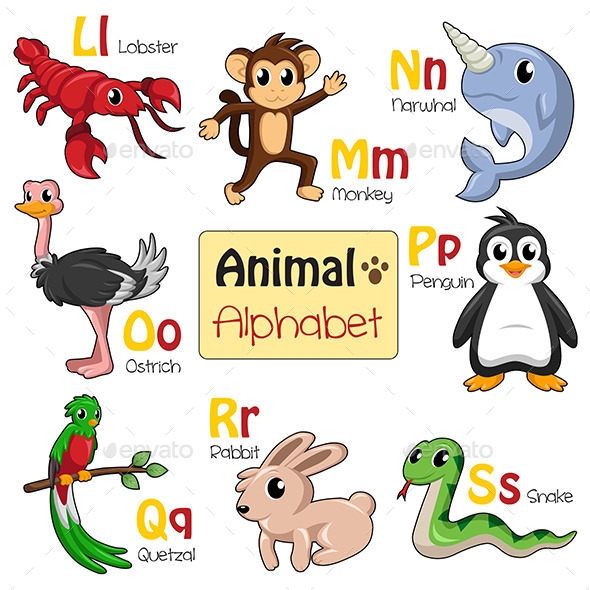 Alphabet Animals from L to S - Animals Characters