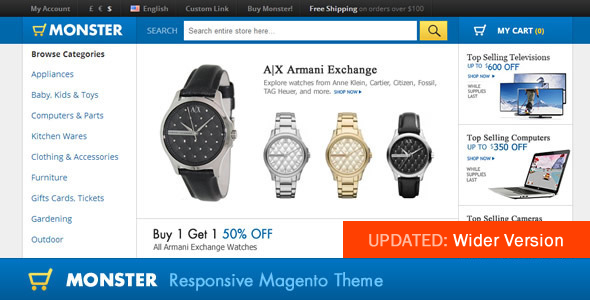 Monster Responsive Magento Theme - Shopping Magento
