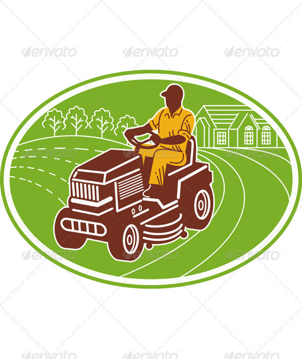 Gardener Landscaper Mowing Ride On Mower