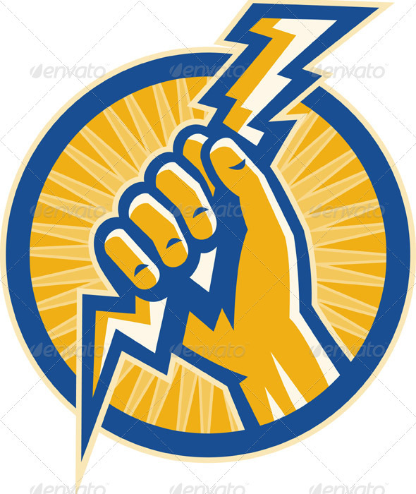 Hand Holding Lightning Bolt - Industries Business