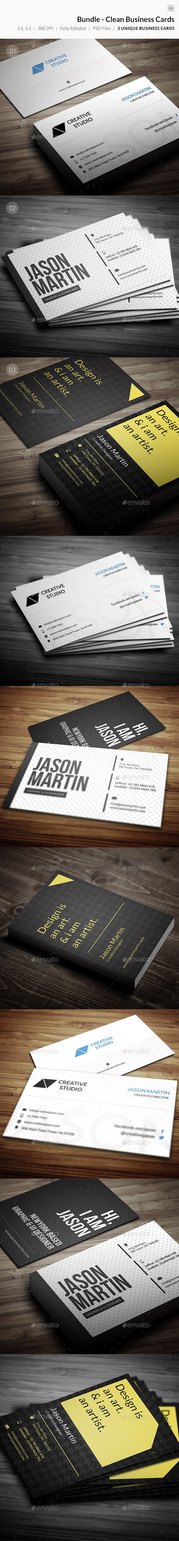 Bundle - Clean Unique Business Card - 48 - Creative Business Cards