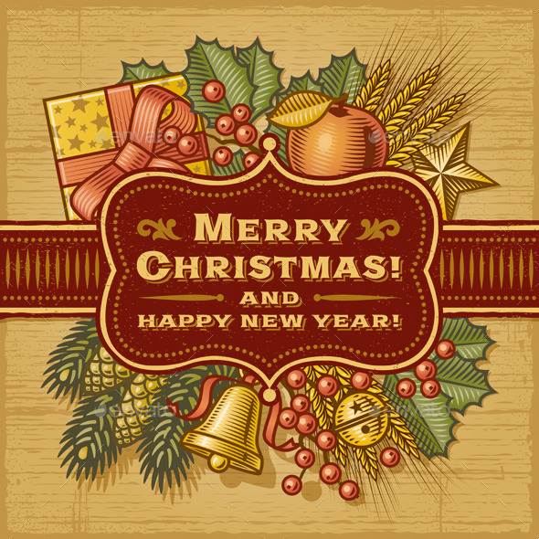 Merry Christmas Retro Card - Christmas Seasons/Holidays