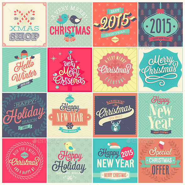 Christmas Set of Labels and Emblems - Christmas Seasons/Holidays