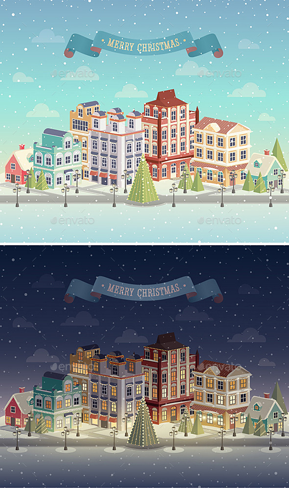 Christmas Night and Day City - Christmas Seasons/Holidays
