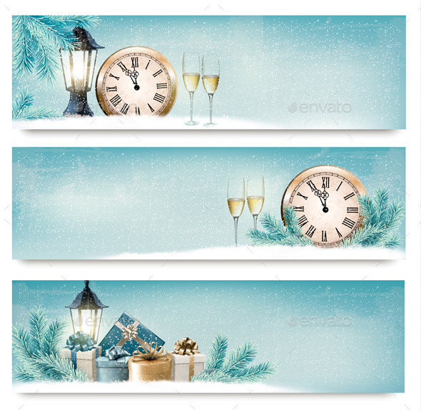 Three Christmas Backgrounds - New Year Seasons/Holidays