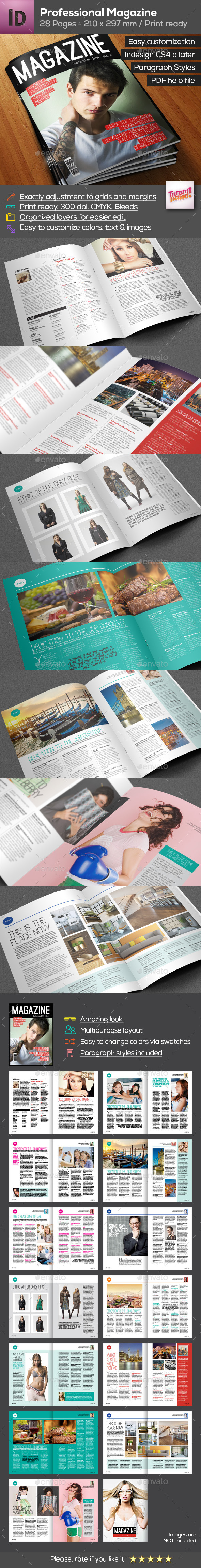 Professional Magazine A4 - 28 pages - Magazines Print Templates
