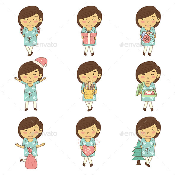 Girl with Christmas Stuff - Christmas Seasons/Holidays