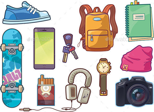 Set of Clothes and Accessories - Man-made Objects Objects