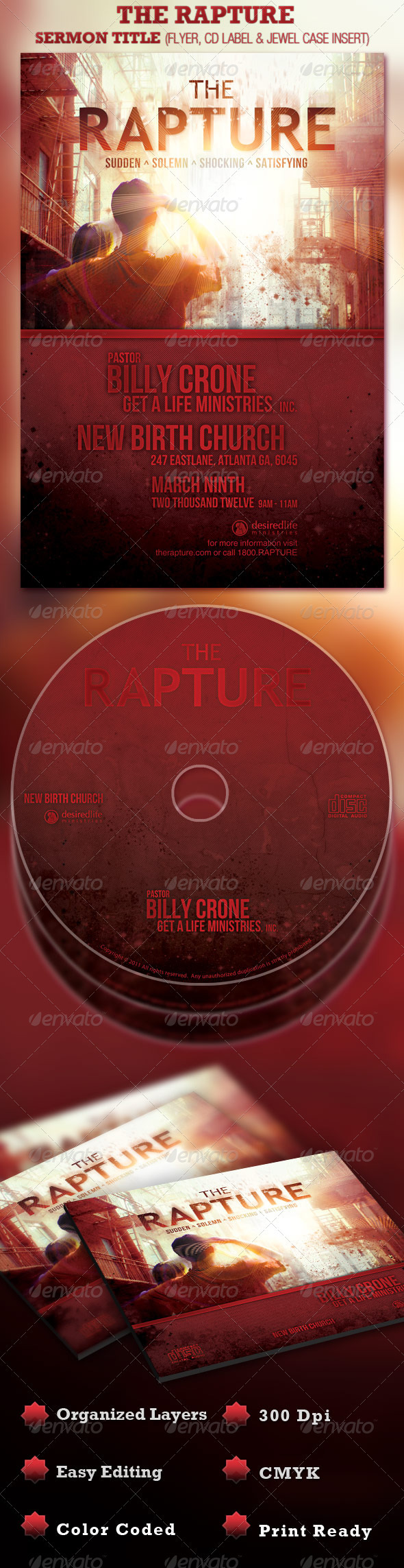 The Rapture Church Flyer and CD Template - Church Flyers