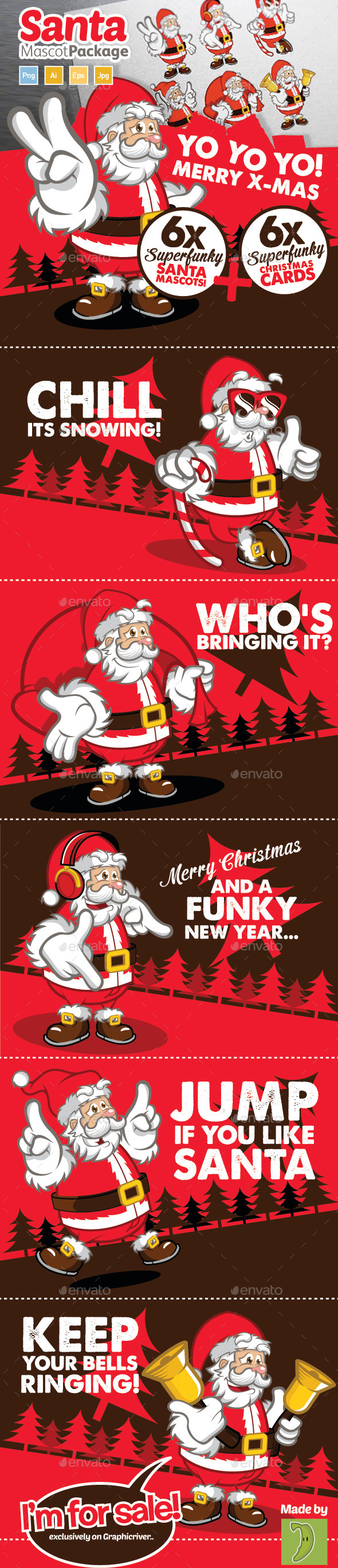 Santa Mascot And Christmas Card - Christmas Seasons/Holidays