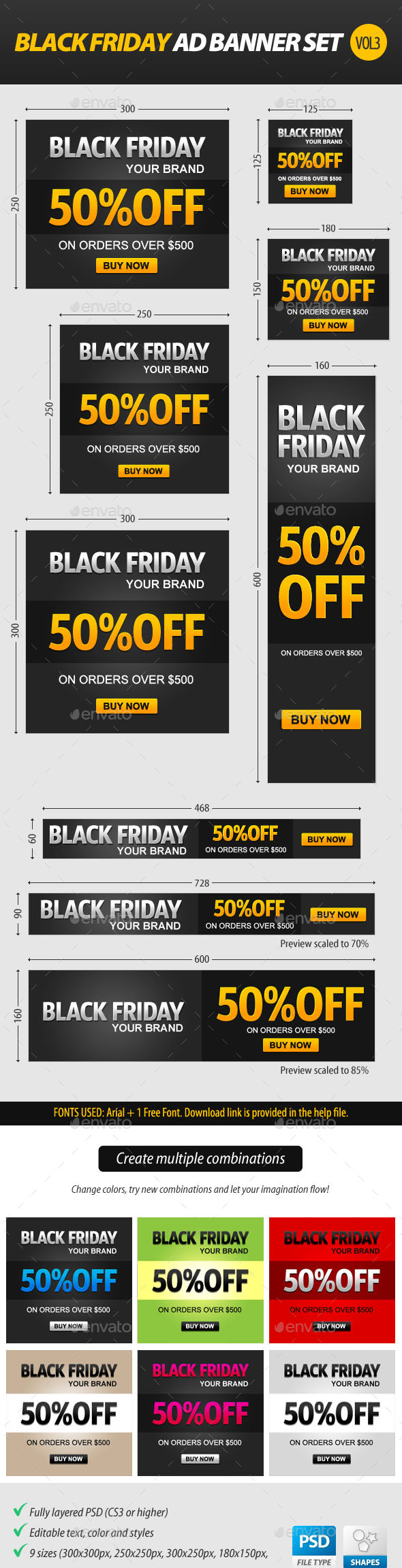 Black Friday Ad Banner Set vol.3 - Banners & Ads Web Elements