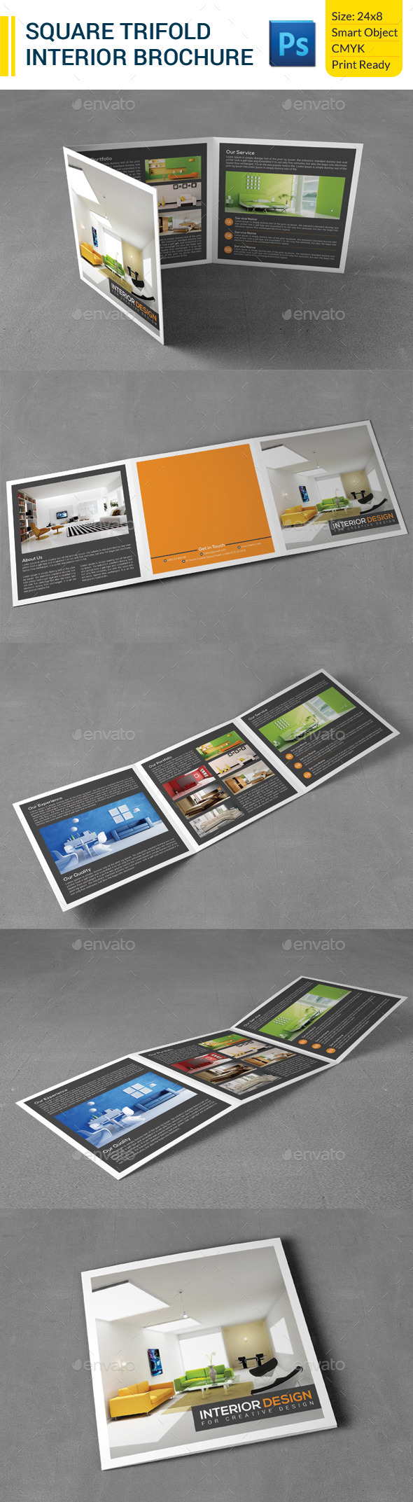 Square Trifold Interior Brochure - Corporate Brochures