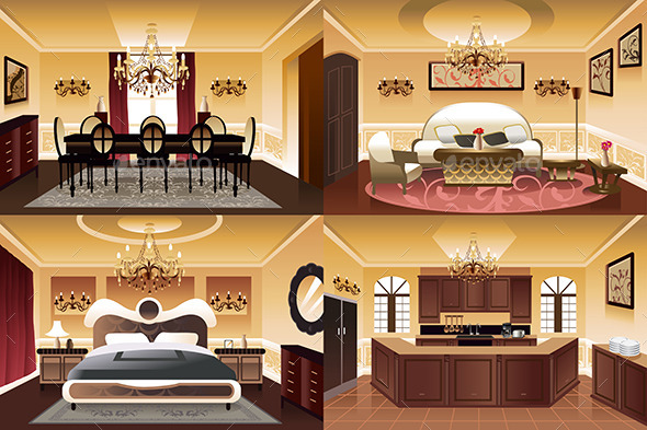 Rooms Inside the house - Objects Vectors
