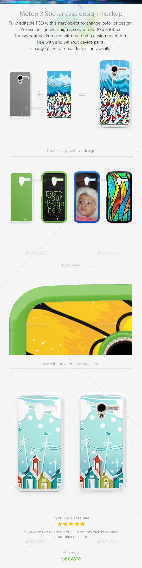 Motoo X Sticker Case Design Mockup - Mobile Displays