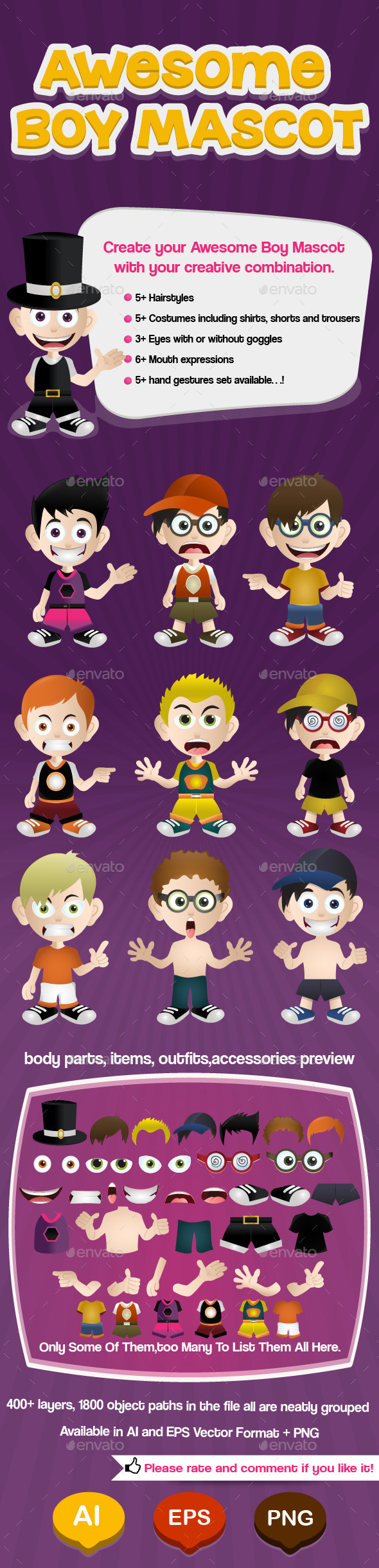 Boy Mascot - Characters Vectors