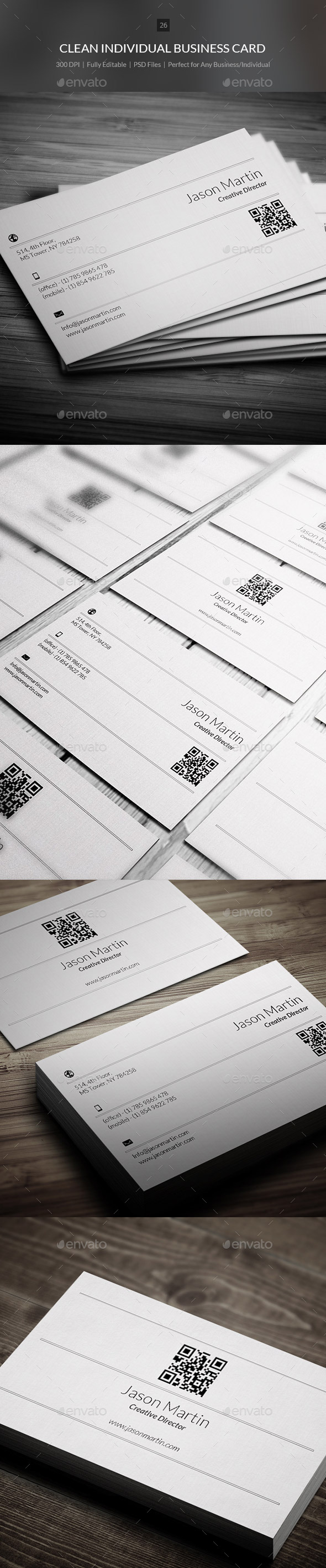 Clean Individual Business Card - 26 - Corporate Business Cards