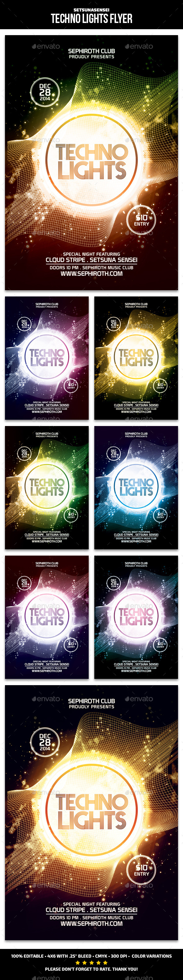 Techno Lights Flyer - Clubs & Parties Events