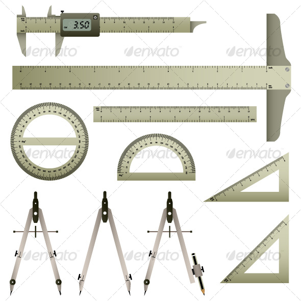 Mathematic Measurement Instrument Set Vector - Man-made Objects Objects