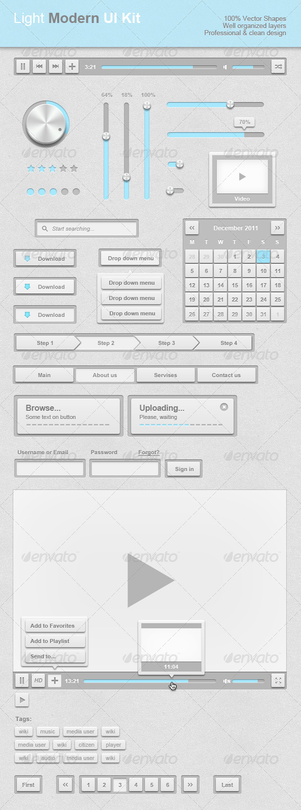 Light Modern UI Kit - User Interfaces Web Elements