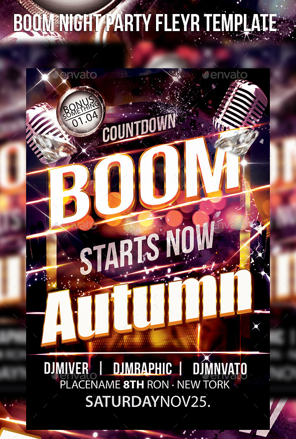 Boom Night Party Fleyr Template - Events Flyers