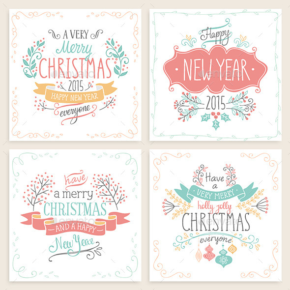 Christmas Hand Drawn Card Set - Christmas Seasons/Holidays