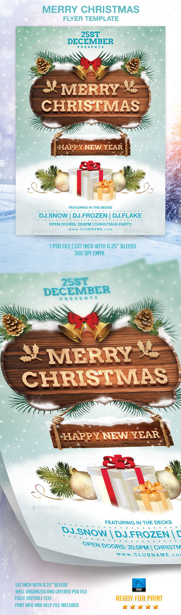 Merry Christmas Flyer Template - Flyers Print Templates