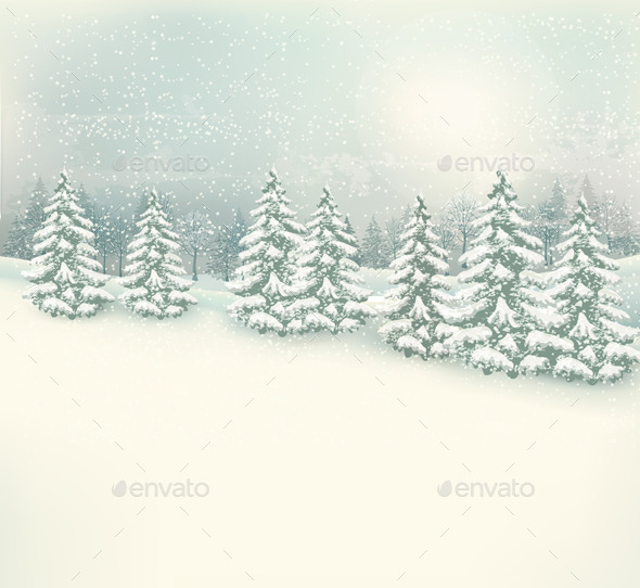 Christmas Winter Landscape Background - Christmas Seasons/Holidays