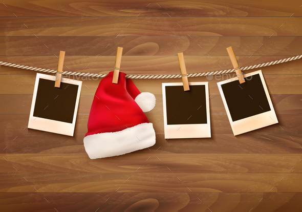 Background with Photos and a Santa Hat - Christmas Seasons/Holidays
