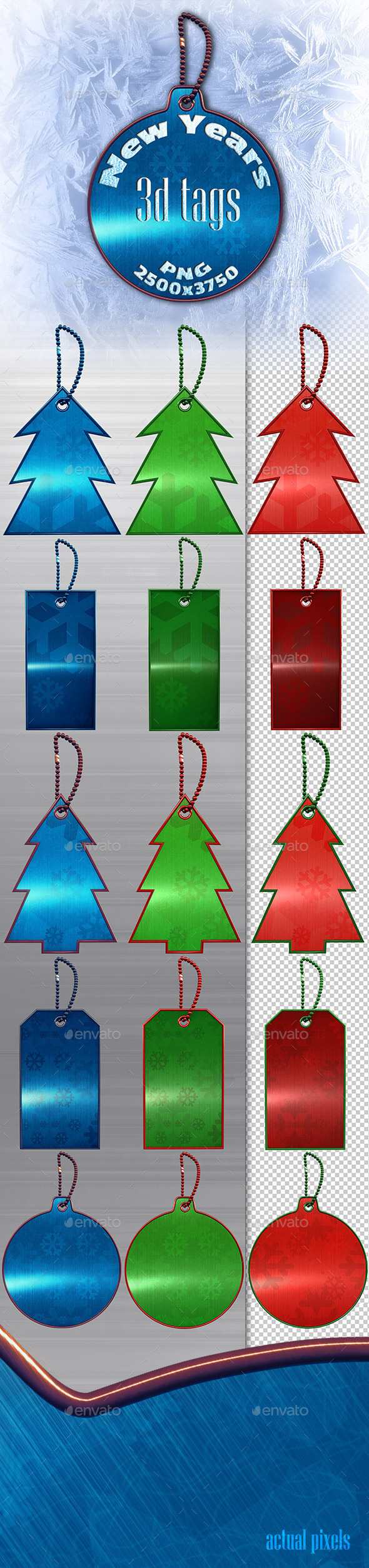 New Year's Tags - Objects 3D Renders