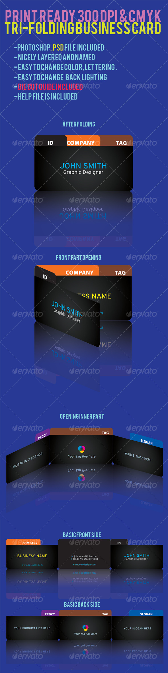 Both side Business Card_Tri-folding - Creative Business Cards