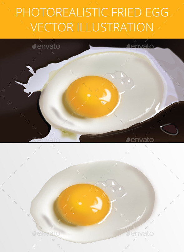 Photorealistic Fried Egg Illustration - Food Objects