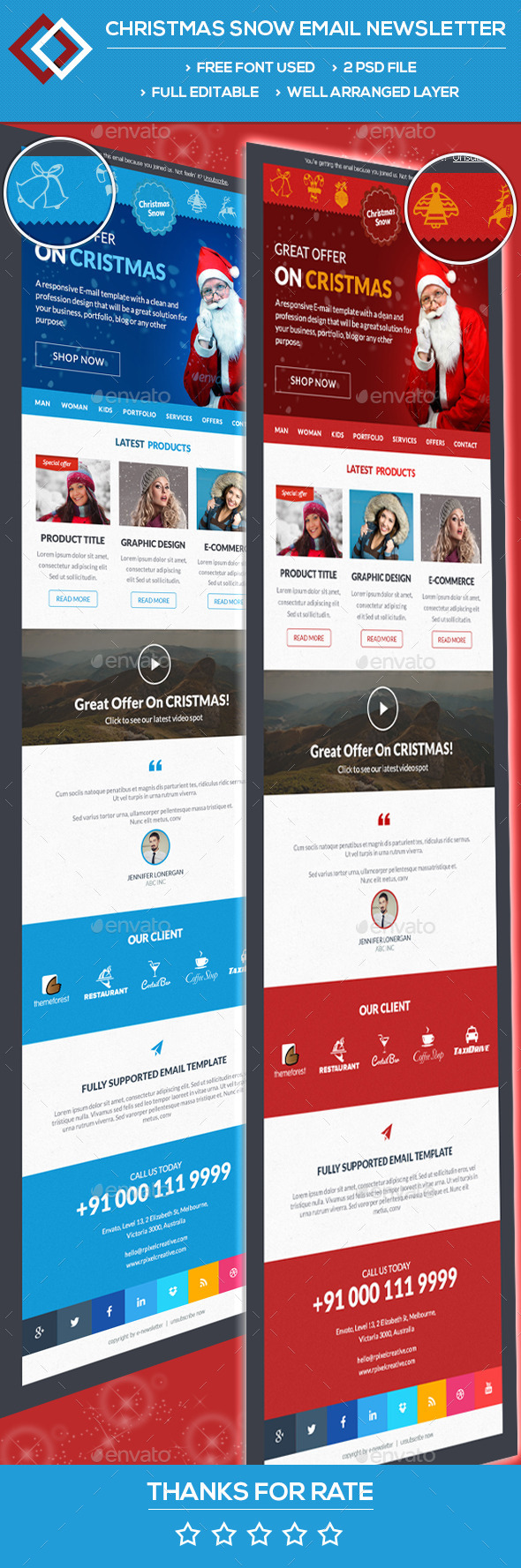Christmas Snow Email Newsletter - E-newsletters Web Elements
