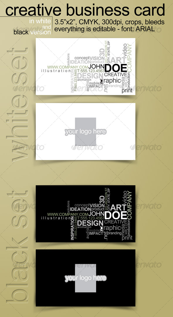 Creative Business Card in 2 versions - Editable - - Creative Business Cards
