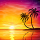 Sunset, Sunrise with Palm Trees, Vectors | GraphicRiver